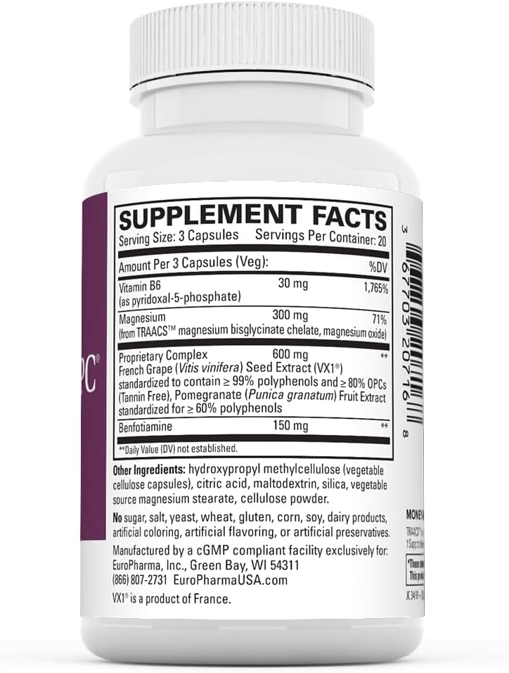 Terry Naturally Clinical OPC Heart Capsules - French Grape Seed Complex - Non-GMO, Vegan, Gluten Free - 60 Count