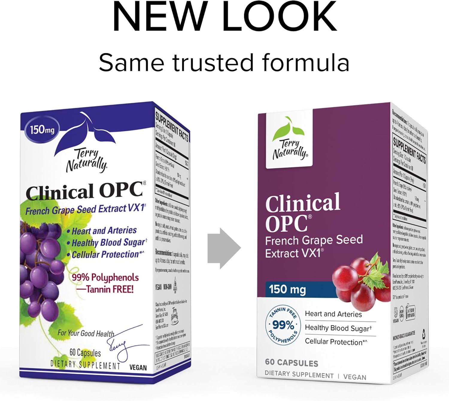 Terry Naturally Clinical OPC Softgels - Cardiovascular & Focus Support Supplement with Grape Seed Extract & Sunflower Lecithin - Immune Boost - 150mg, 120 Softgels