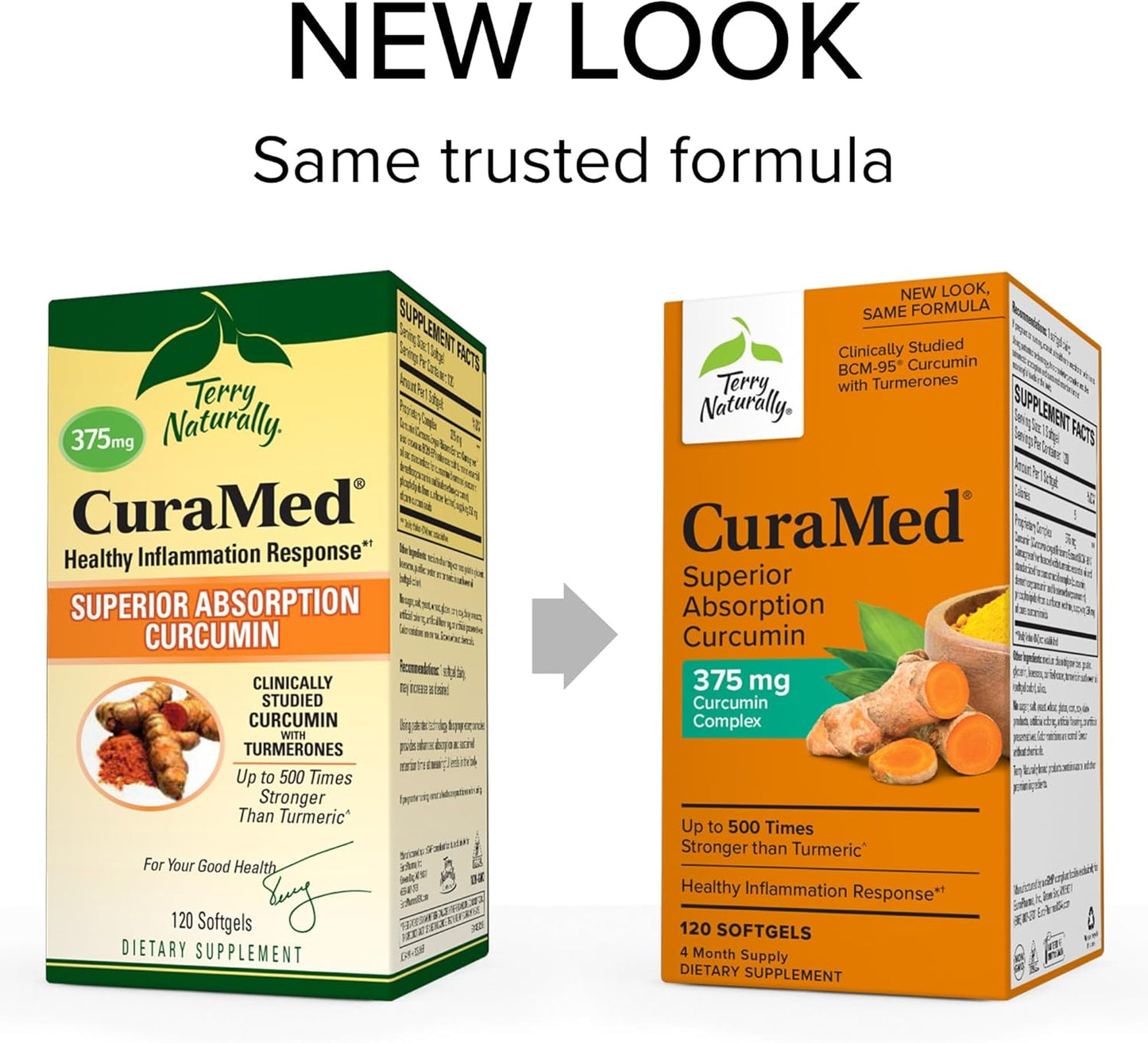 Terry Naturally CuraMed 375mg Softgels - Antioxidant Brain & Immune Health Support with Curcumin & Turmeric - Herbal Liver Support - 240 Softgels