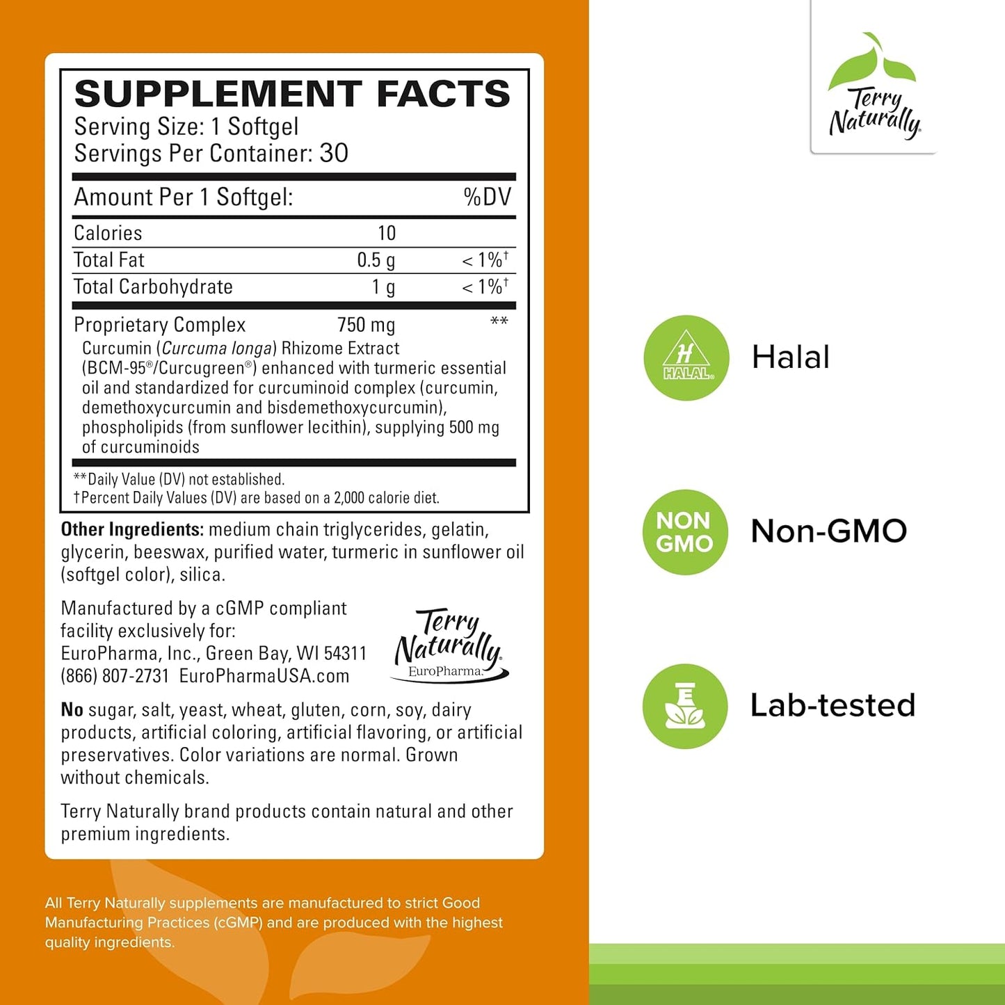 Terry Naturally CuraMed 750 mg Curcumin Complex Softgels - Pack of 2 - Superior BCM-95 Absorption - Non-GMO, Gluten Free - 60 Servings