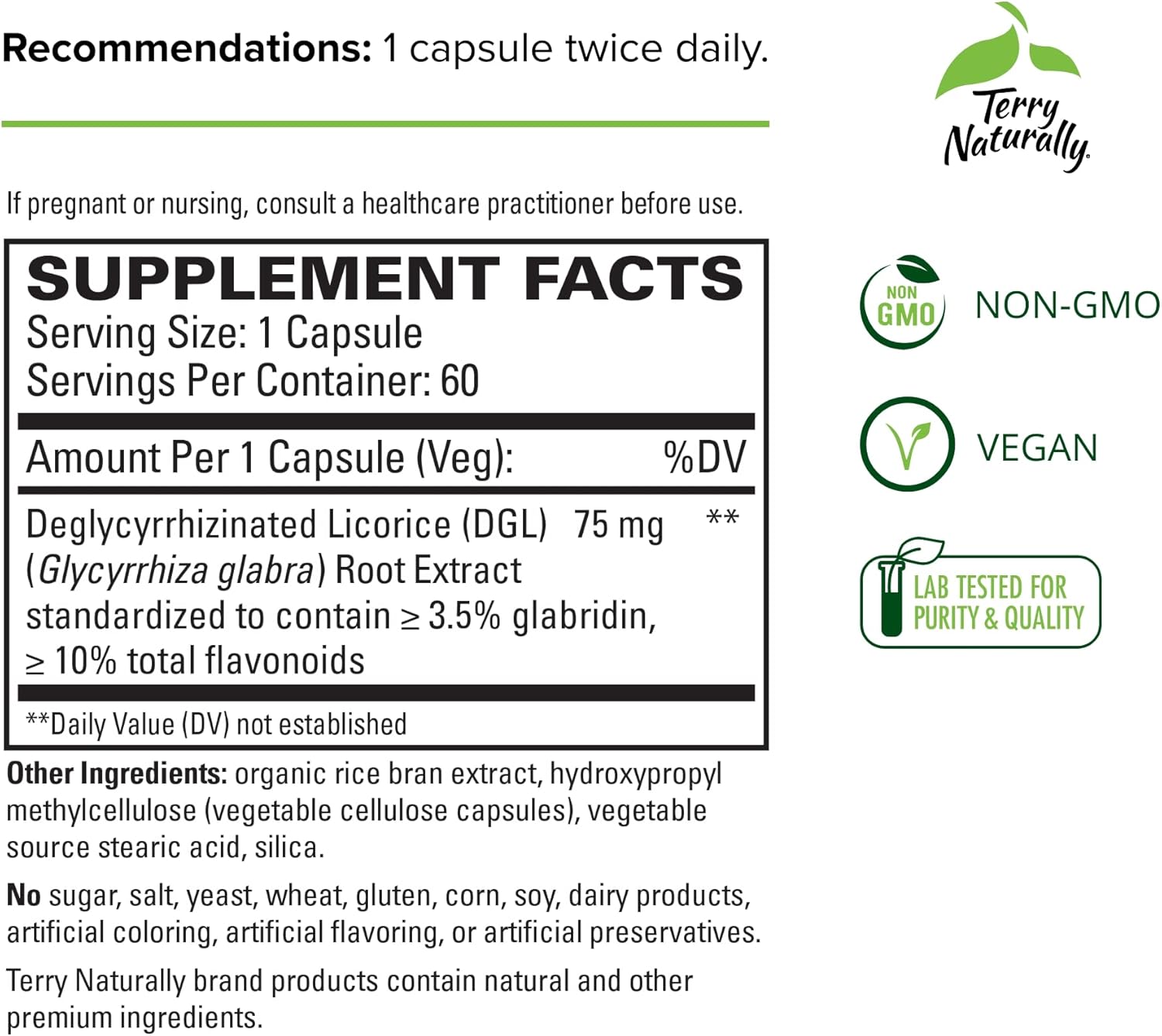 Terry Naturally Digestive Health Supplement for Stomach & Intestinal Relief - Supports Intestinal Lining & Alleviates Digestive Discomfort - 120 Capsules