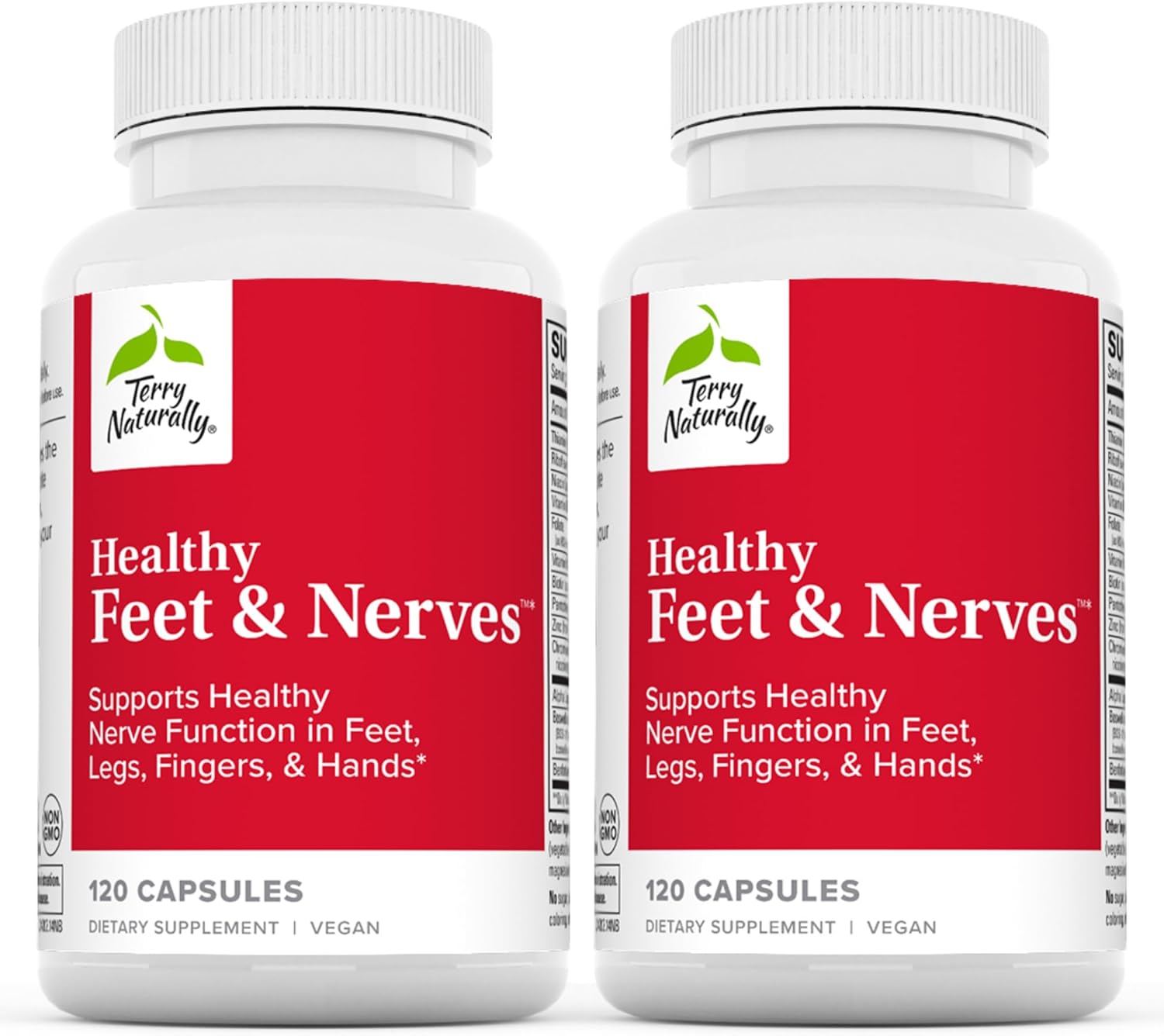 Terry Naturally Healthy Feet & Nerves Capsules - 240 Count, Supports Nerve Function in Feet, Legs, Fingers & Hands - Non-GMO, Vegan, Gluten Free