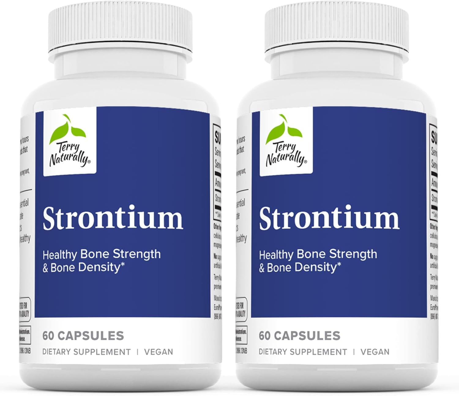Terry Naturally Strontium Citrate Supplement - Supports Bone Health & Strength - Vegan Capsules for Superior Absorption - 120 Capsules Total