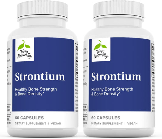 Terry Naturally Strontium Citrate Supplement - Supports Bone Health & Strength - Vegan Capsules for Superior Absorption - 120 Capsules Total