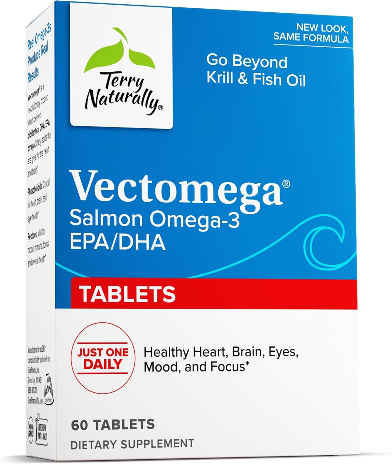 Terry Naturally Vectomega Tablets - Omega-3 from Salmon, Non-GMO & Gluten Free - 60 Servings