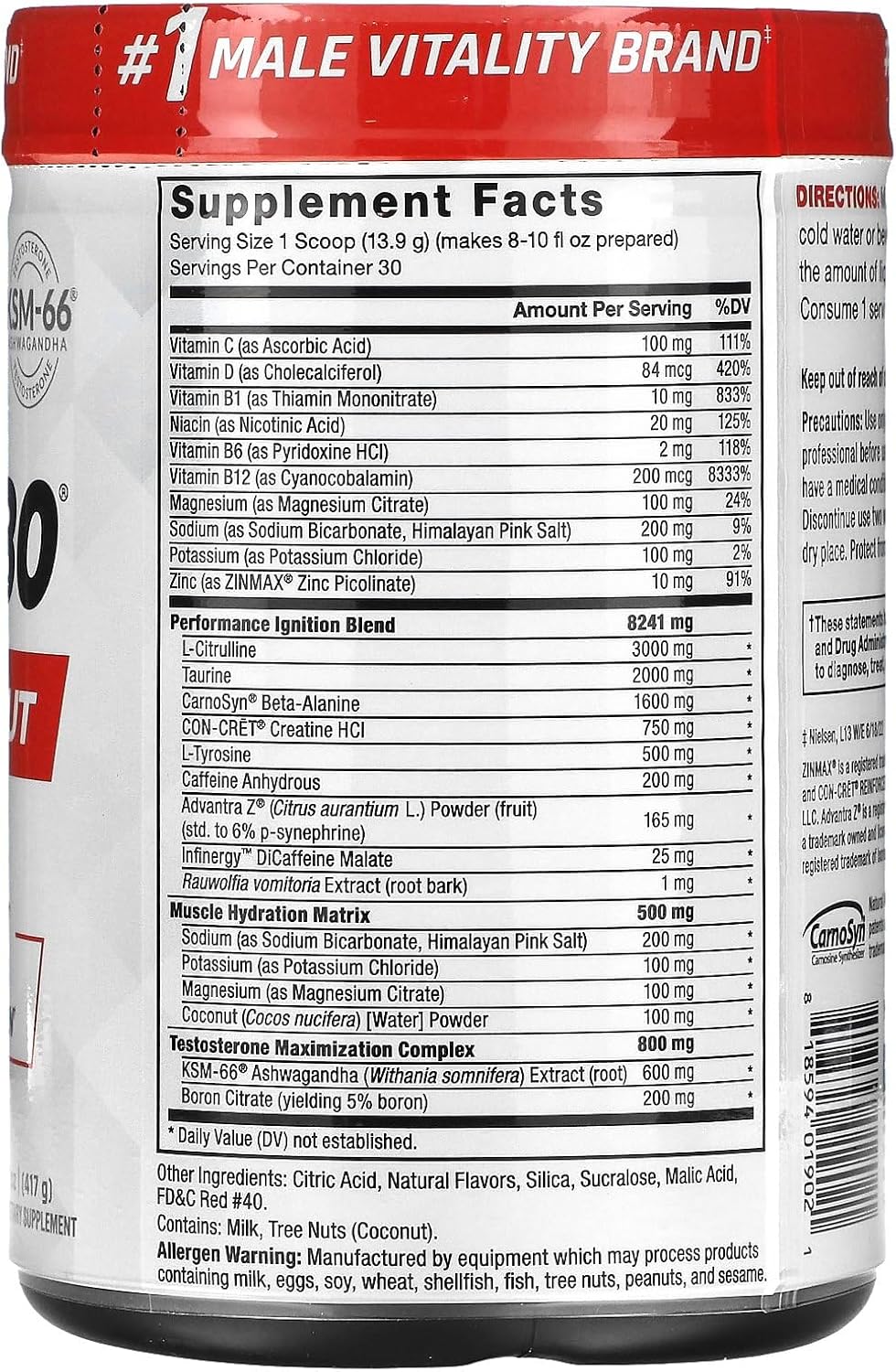Test X180 Pre-Workout Powder: Boost Focus, Endurance & Muscle Strength, Energy Supplement with Nitric Oxide, Ashwagandha, L-Citrulline - Fruit Punch, 30 Servings