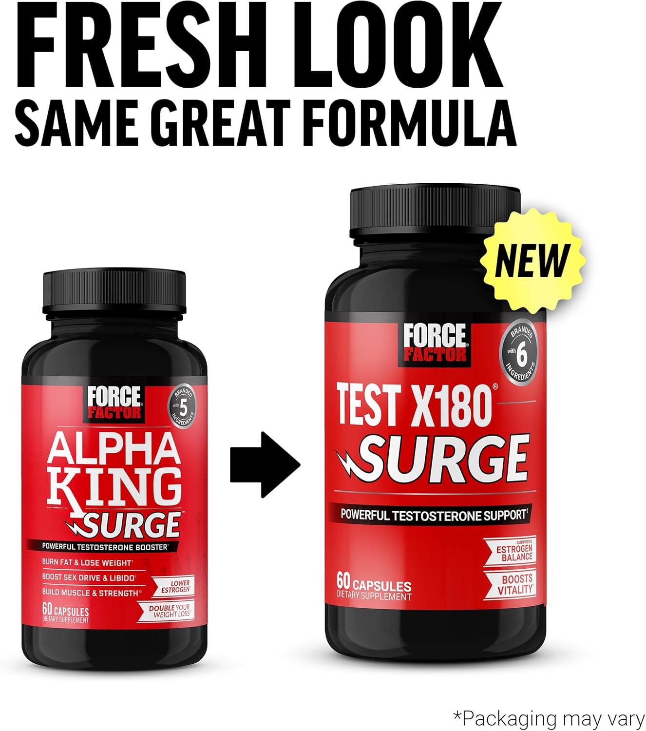 Test X180 Surge: Men's Testosterone Support Supplement for Vitality, Muscle & Strength, Weight Support, Energy Boost - 60 Capsules