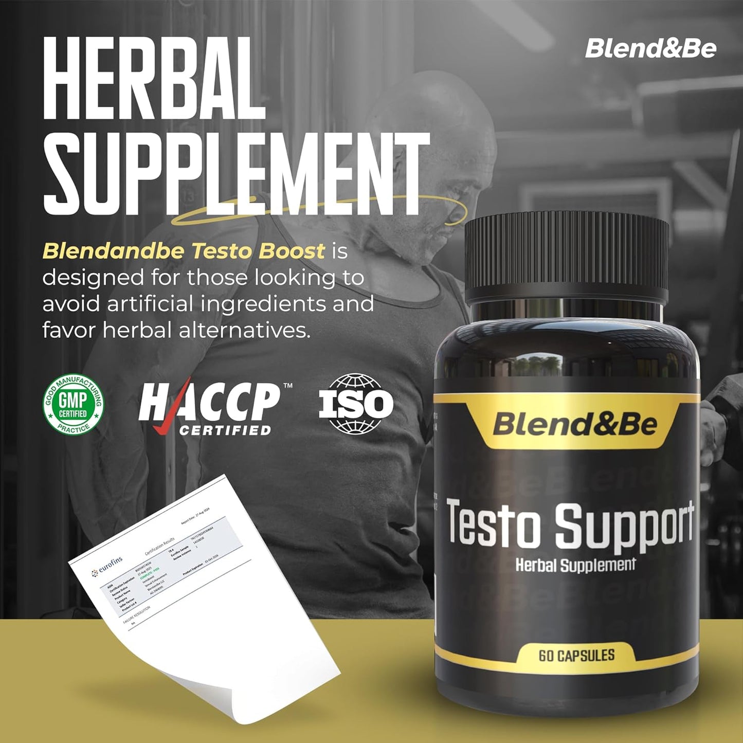 Testo Support Blend | Herbal Dietary Supplement with Tongkat Ali, Fenugreek, Ginseng, Maca, Ashwagandha, Spirulina, Tribulus, Black Seed, Cinnamon | Includes Free E-Book