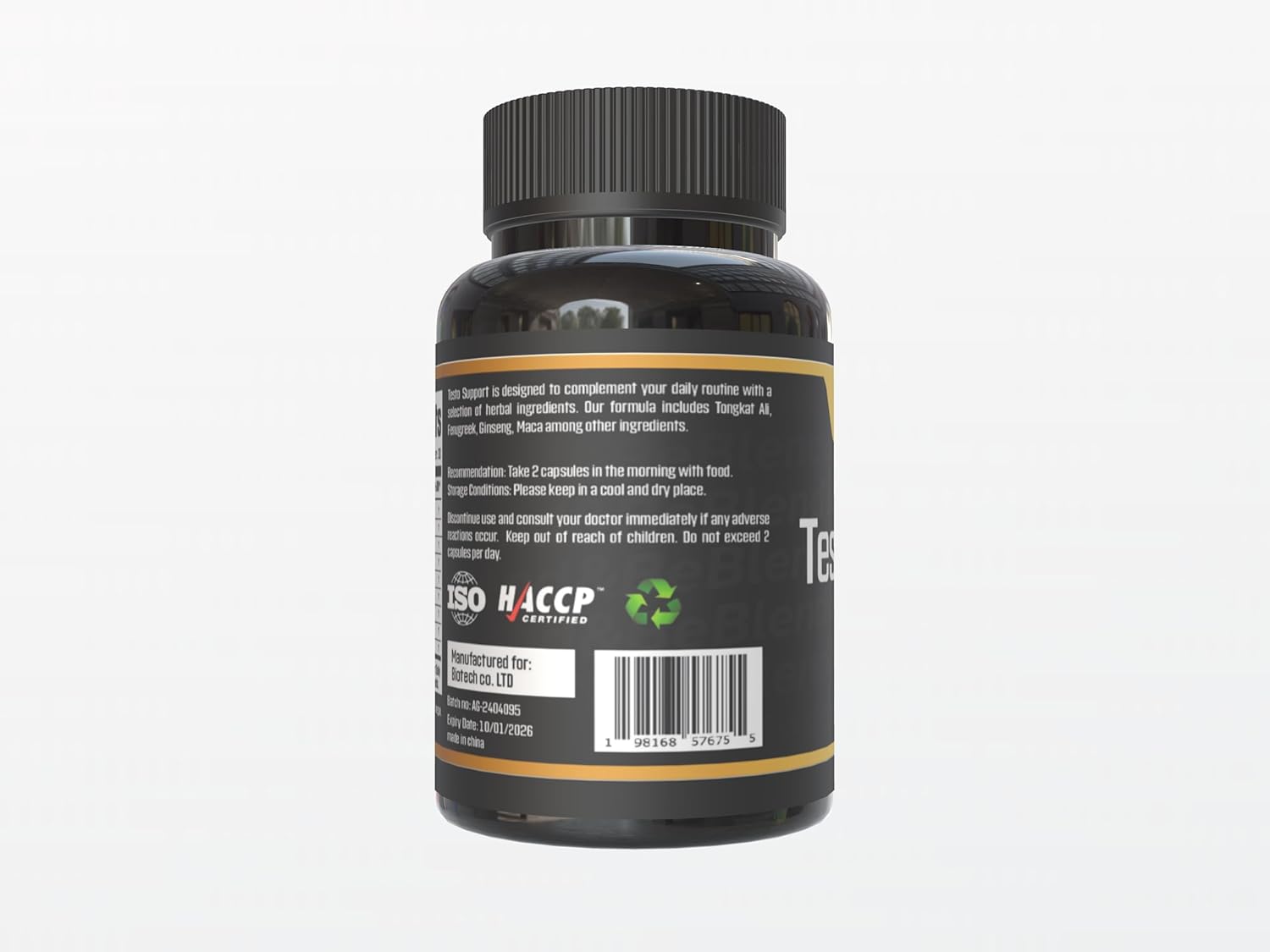 Testo Support Blend | Herbal Dietary Supplement with Tongkat Ali, Fenugreek, Ginseng, Maca, Ashwagandha, Spirulina, Tribulus, Black Seed, Cinnamon | Includes Free E-Book