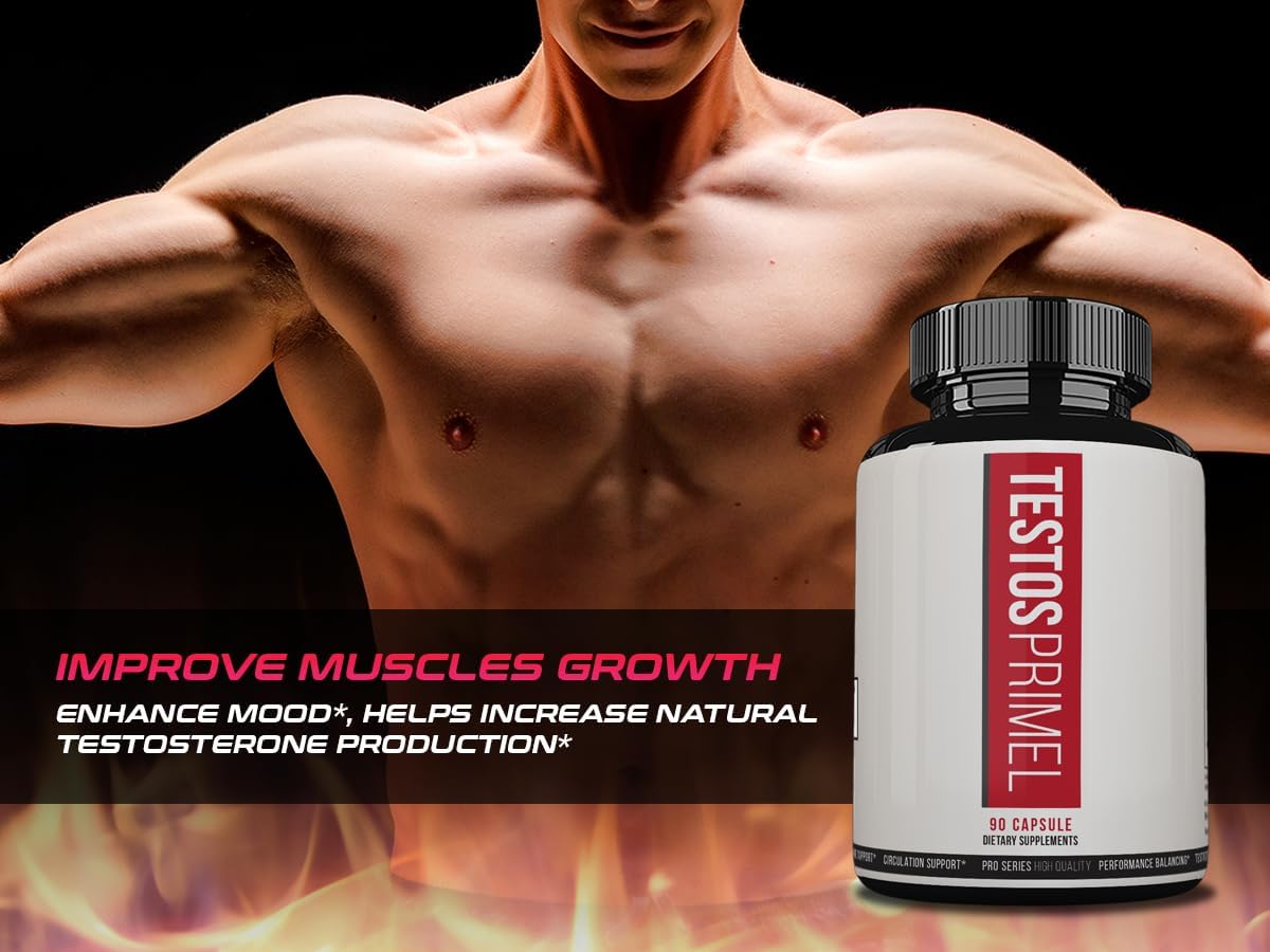 TestosPrimel Advanced Formula for Muscle Strength - 180 Capsules (2 Month Supply)