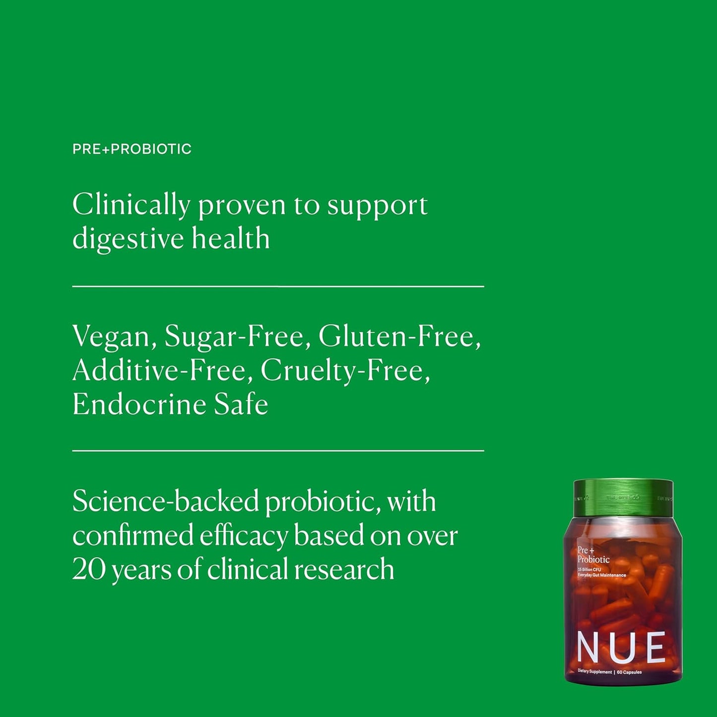The Nue Co. Debloat Gut Health Supplements with Prebiotic and Probiotic Formula