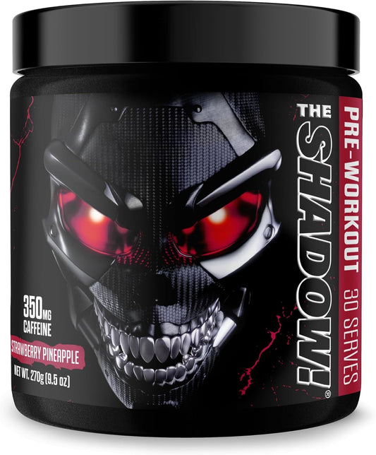 The Shadow Preworkout: Strawberry Pineapple Flavor, 350mg Caffeine for Enhanced Energy and Focus - 30 Servings for Men & Women