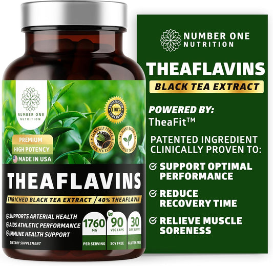 TheaFit™ Powered N1 Nutrition Premium Black Tea Extract Capsules (40% Theaflavins) for Enhanced Exercise Performance and Recovery - 90 Veg Caps