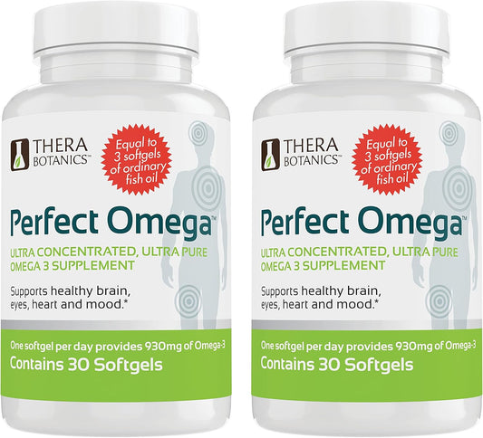Therabotanics Perfect Omega Fish Oil Supplement - High Absorption Alaskan Fish Oil Softgels - 120 Count for Heart, Brain, Eye, & Metabolic Health