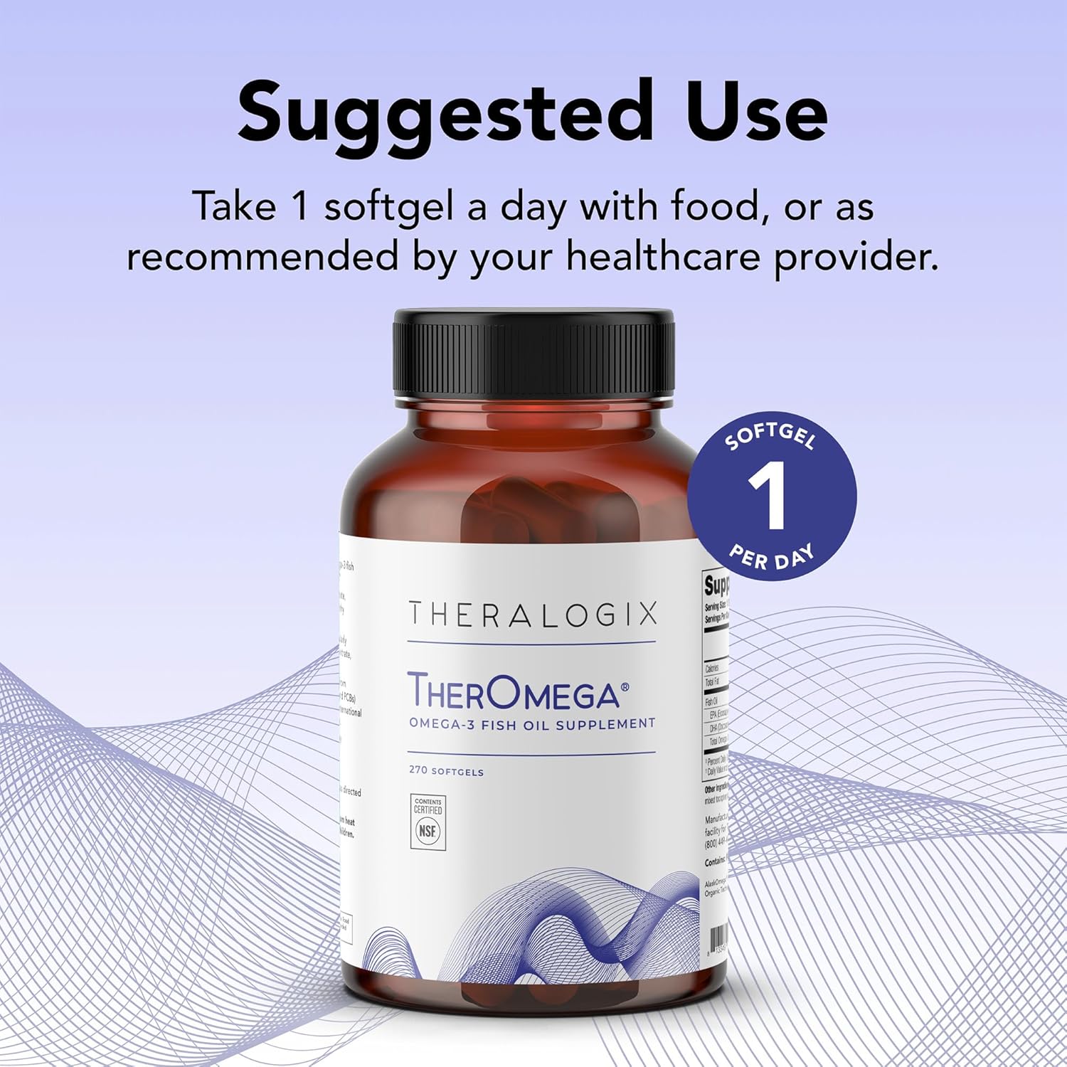 Theralogix TherOmega Omega-3 Fish Oil Supplement - 270 Softgels - Supports Heart, Brain, Immune & Joint Health - 700 mg DHA & EPA - Wild Alaska Pollock