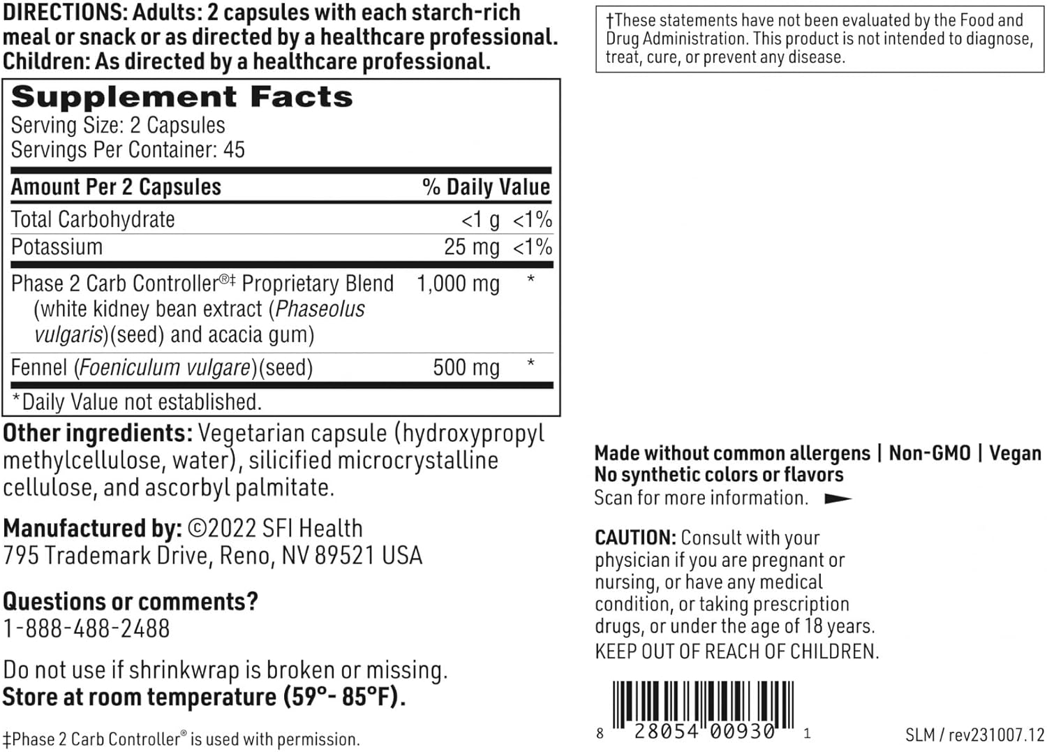 Theraslim Phase 2 Carb Controller Formula with White Bean Extract - Block Starches & Carb Calories (90 Caps)