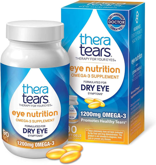 Theratears Nutrition Omega-3 Supplement - 1200mg, 90 Capsules (2 Pack) for Eye Health
