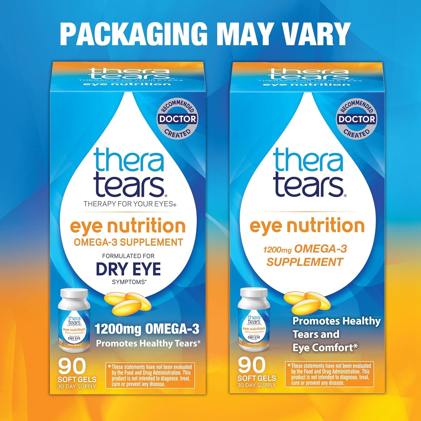 TheraTears Omega 3 Supplement Softgels - 1200mg, 90 Count Bottle - Pack of 1
