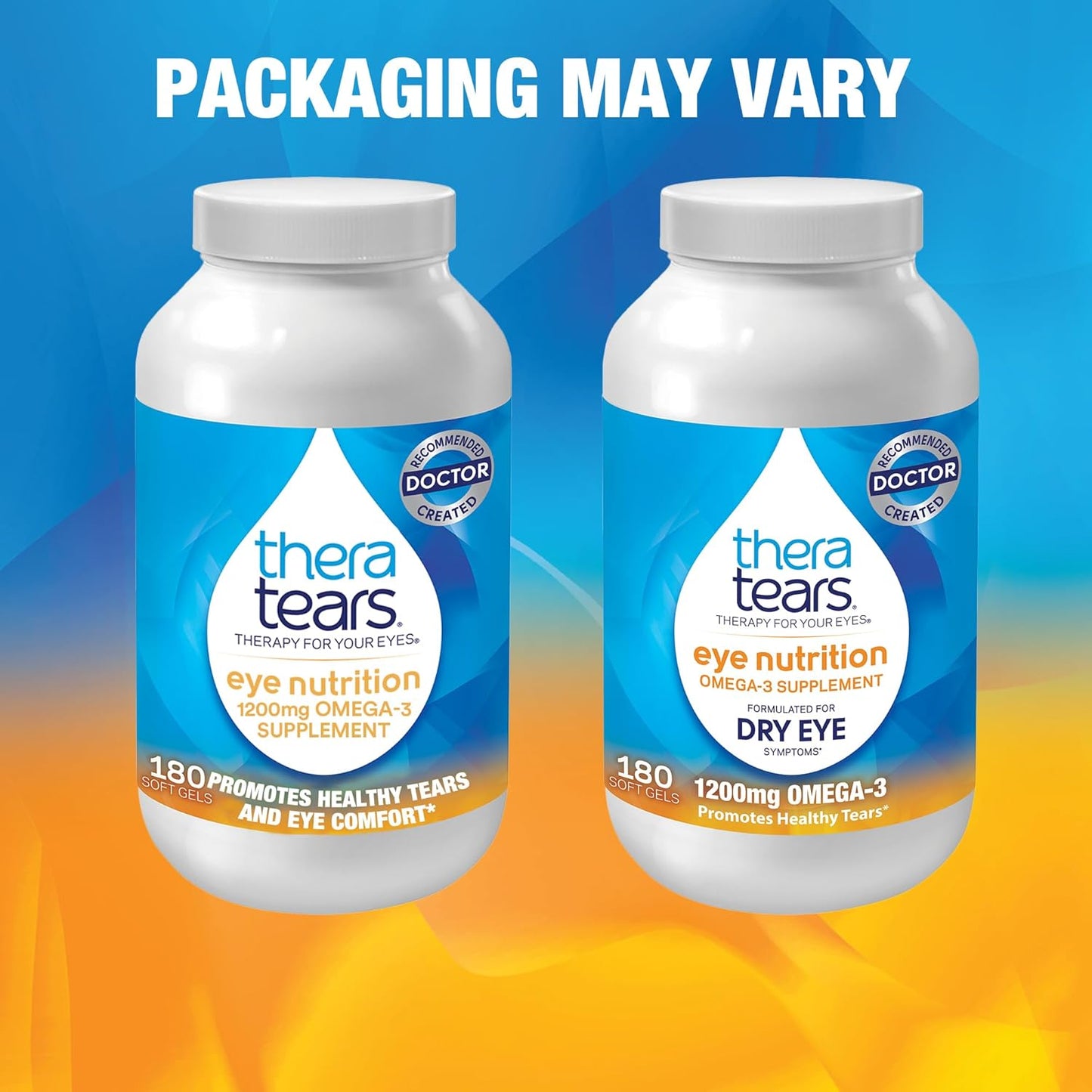 TheraTears Omega 3 Supplement with Organic Flaxseed Triglyceride Fish Oil and Vitamin E, 180 Count Bottle