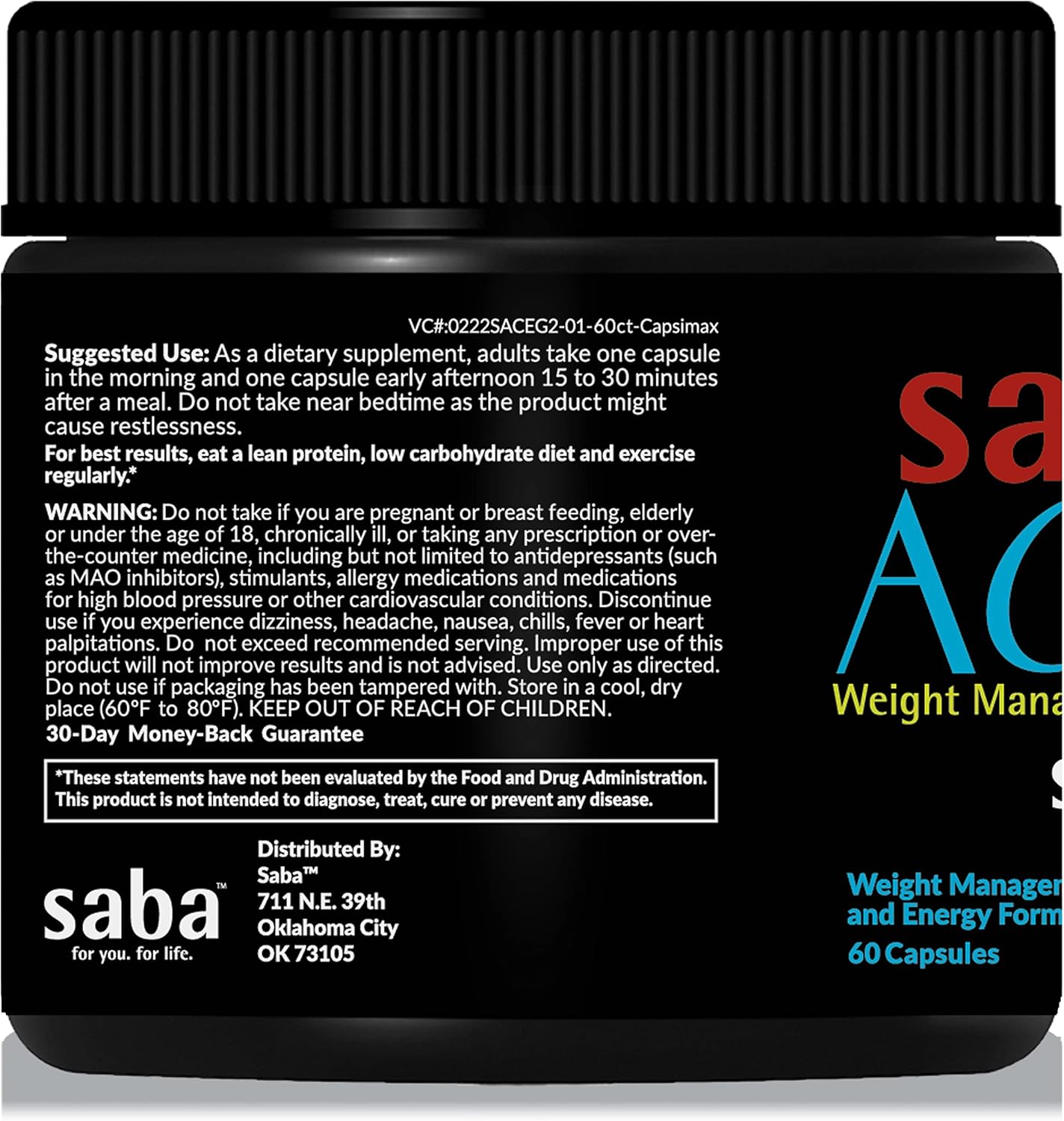 Thermogenic Energy Burn Capsules with Capsimax, CarnoSyn, BioPerine, Green Tea Extract - 60 Count - Pre Workout Supplement for Men & Women