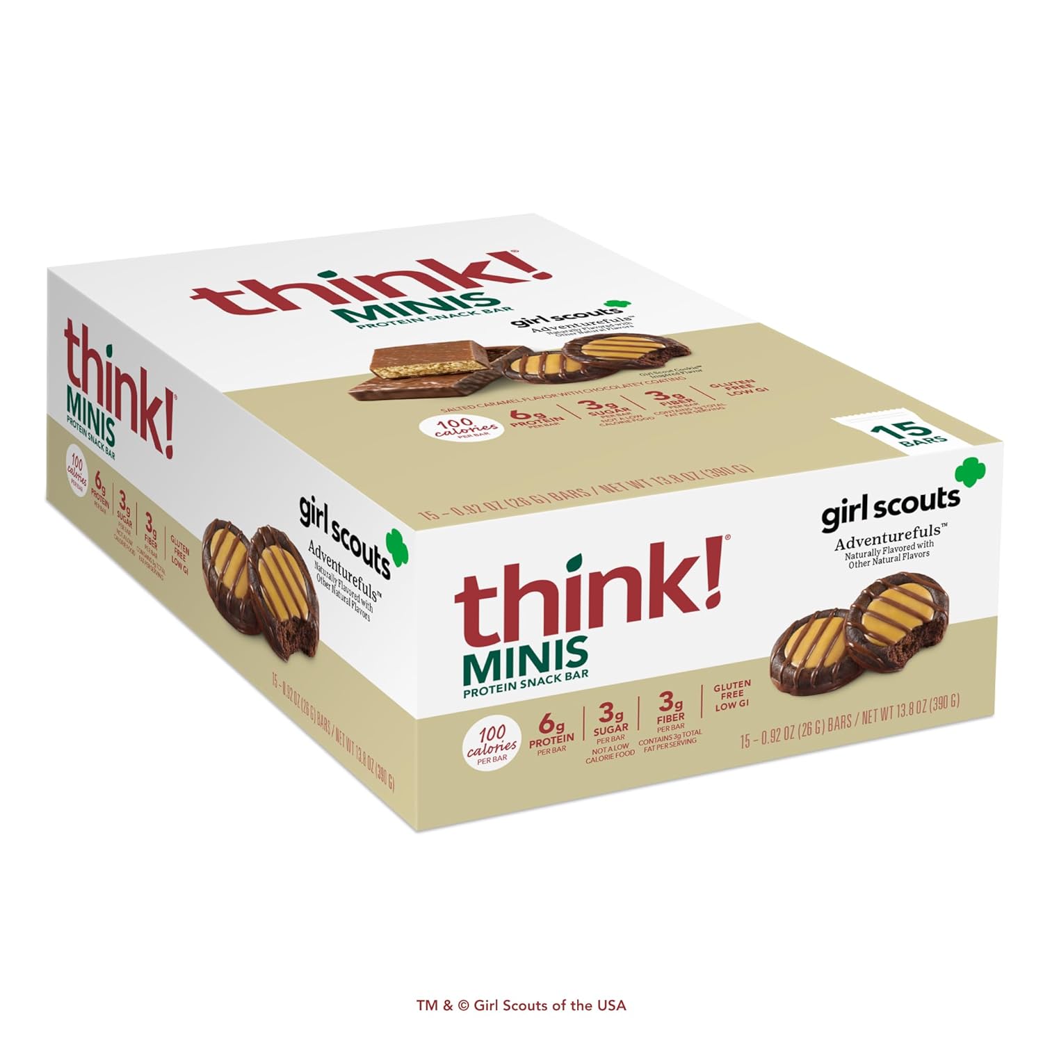 think! Minis Protein Snack Bar, Gluten Free, Girl Scouts Adventurefuls - 15 Count Pack