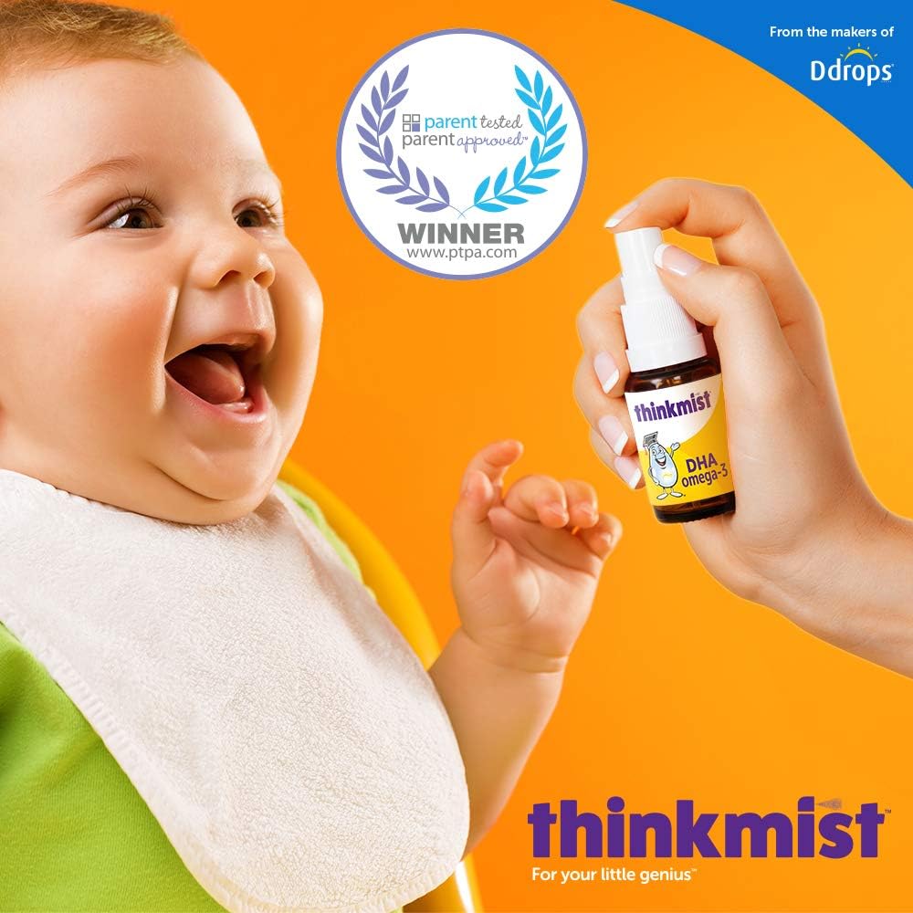 Thinkmist Kids DHA Omega-3 Liquid Spray - Supports Brain Function & Vision - Non-GMO, No Sugary Gummies - 80 Sprays