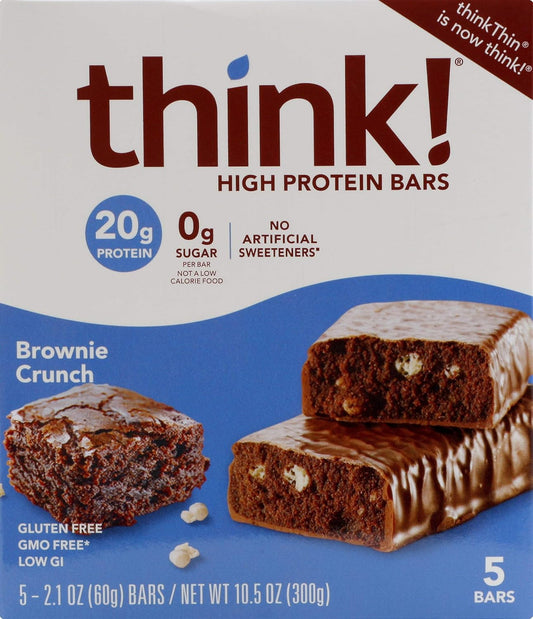 Thinkthin High Protein Bars, Brownie Crunch - Glanbia Performance - Pack of 5