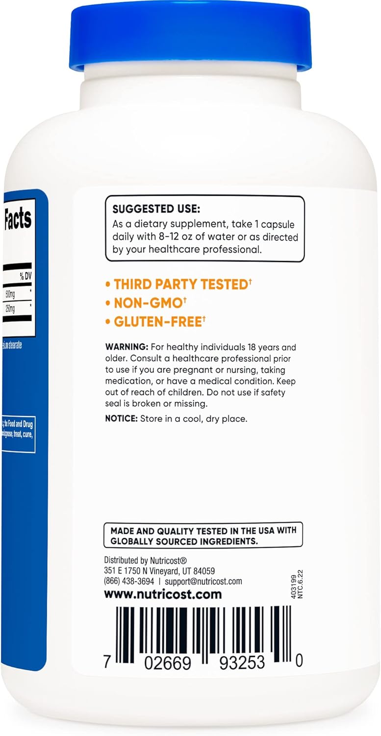 Three Bottles of Nutricost L-Arginine L-Ornithine 750mg Capsules, 180 Count