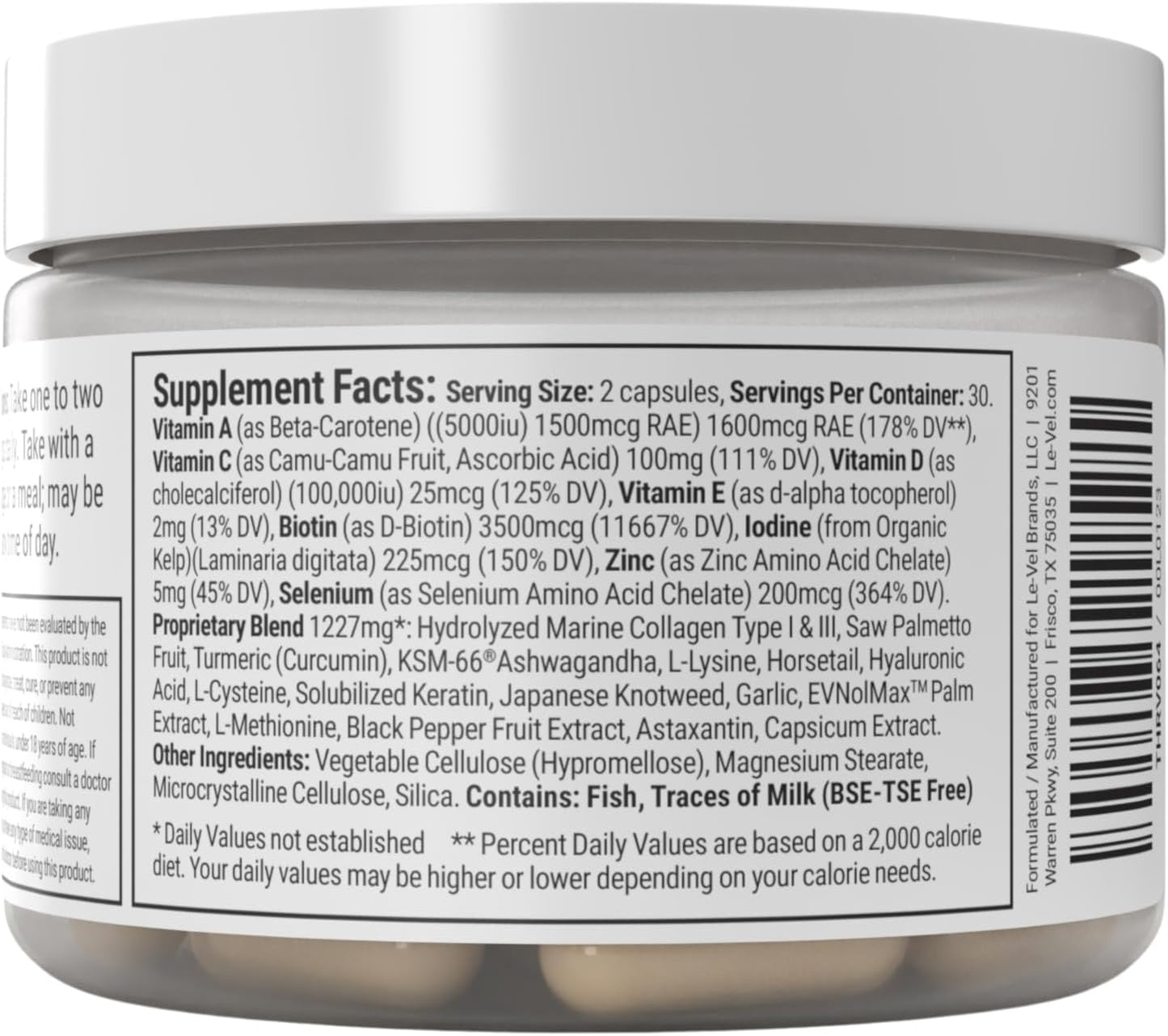 Thrive Plus Hair, Skin, Nails Supplement Capsules with Collagen & Ashwagandha for Beauty & Joint Health