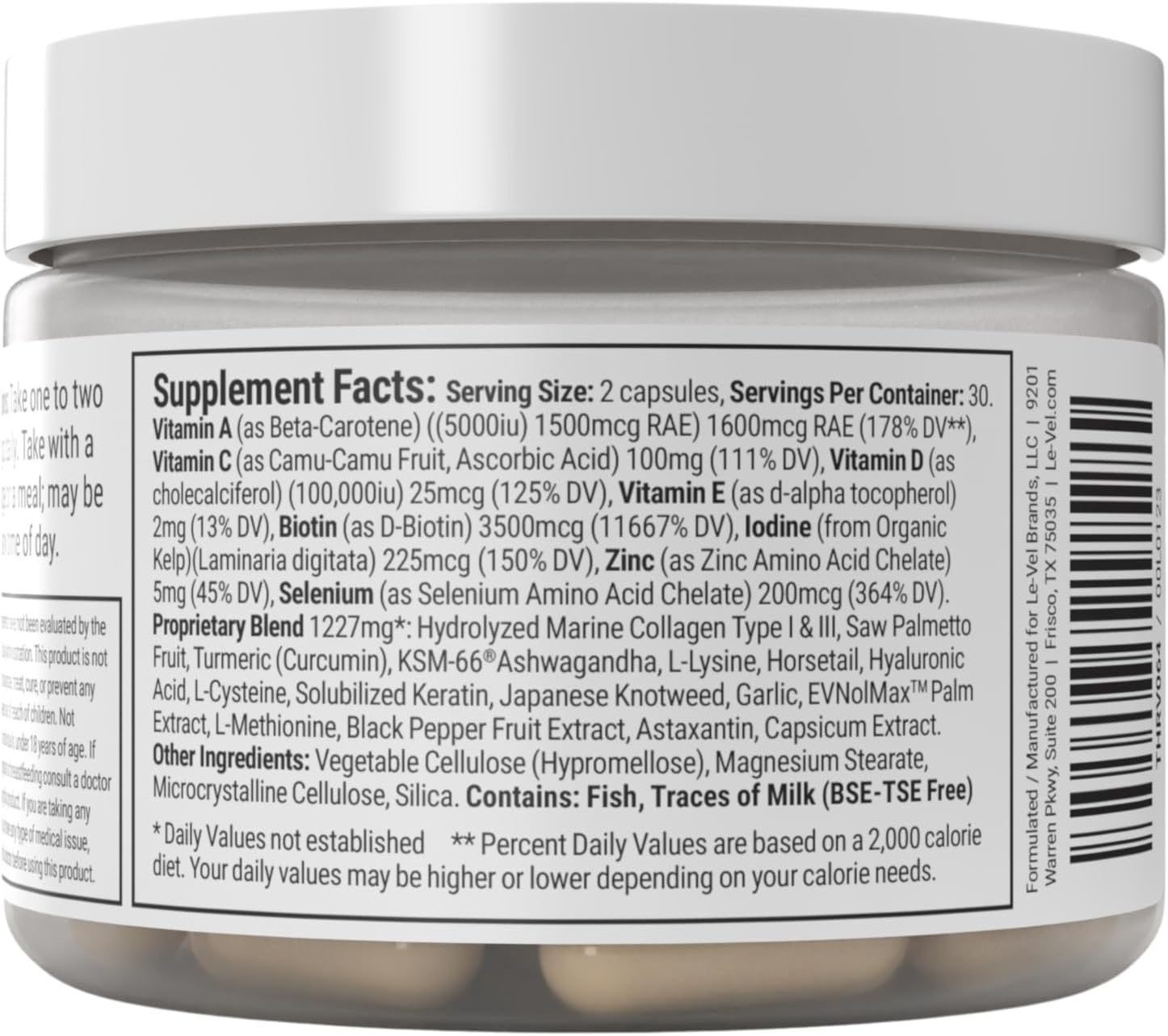 Thrive Plus Hair, Skin, Nails Supplement Capsules with Collagen & Ashwagandha for Beauty & Joint Health