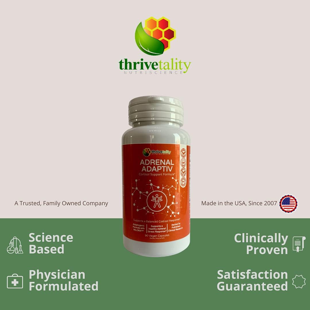 Thrivetality Nutriscience Adrenal ADAPTIV Cortisol Support Formula with Adaptogen Blend of RELORA, Ashwagandha, and Rhodiola - Physician Formulated and Clinically Proven