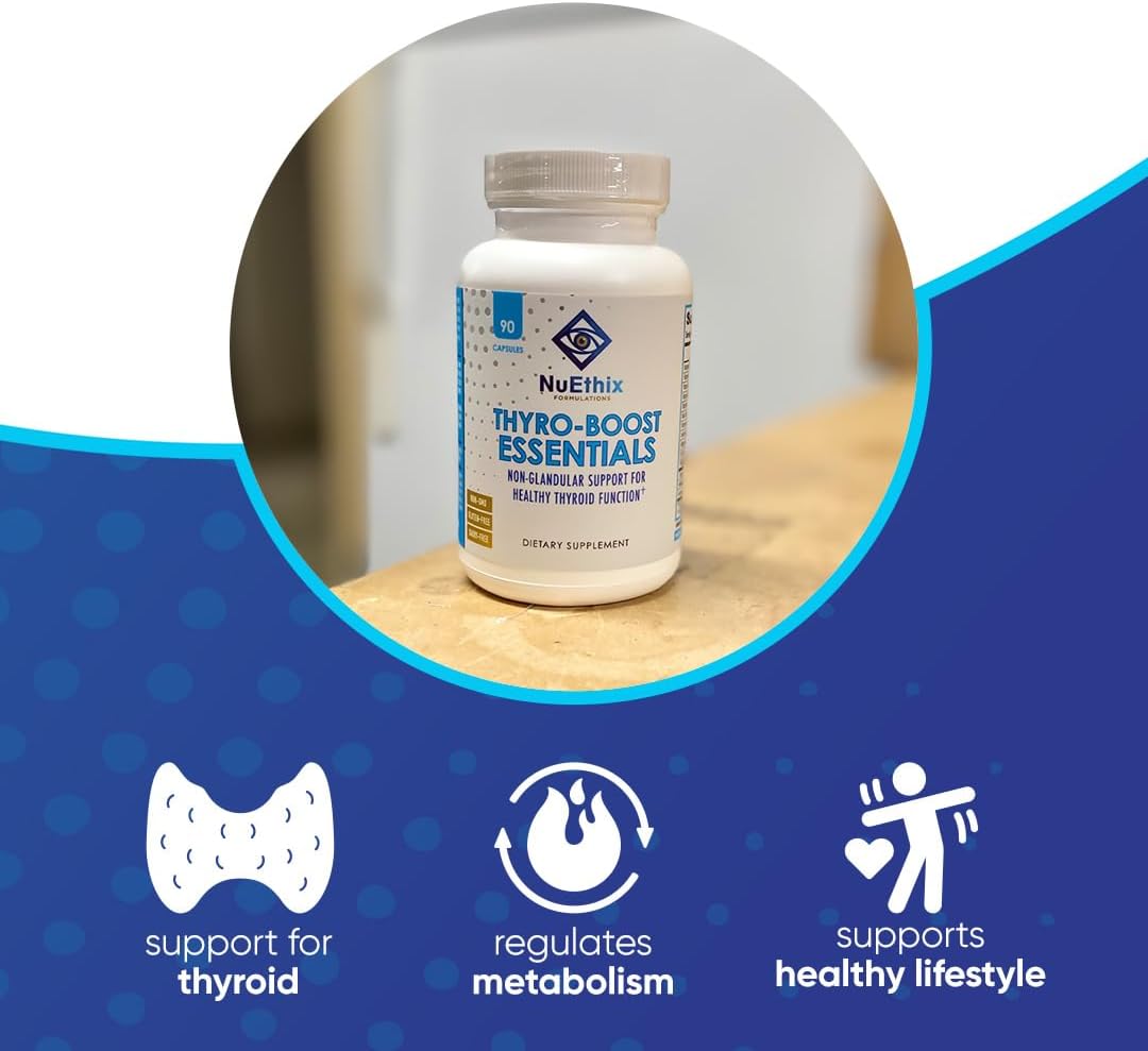 Thyro-Boost Essentials by NuEthix Formulations - Non-Glandular Support for Optimal Thyroid Function - 90 Capsules