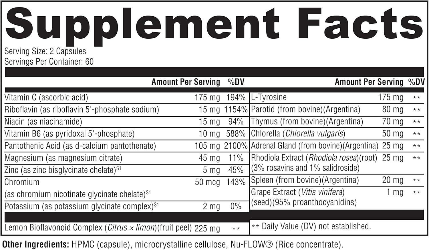 Thyroid Adrenal Reset Complex - Herbal Support Supplement for Women with Hypothyroidism - 120 Ct Bottle