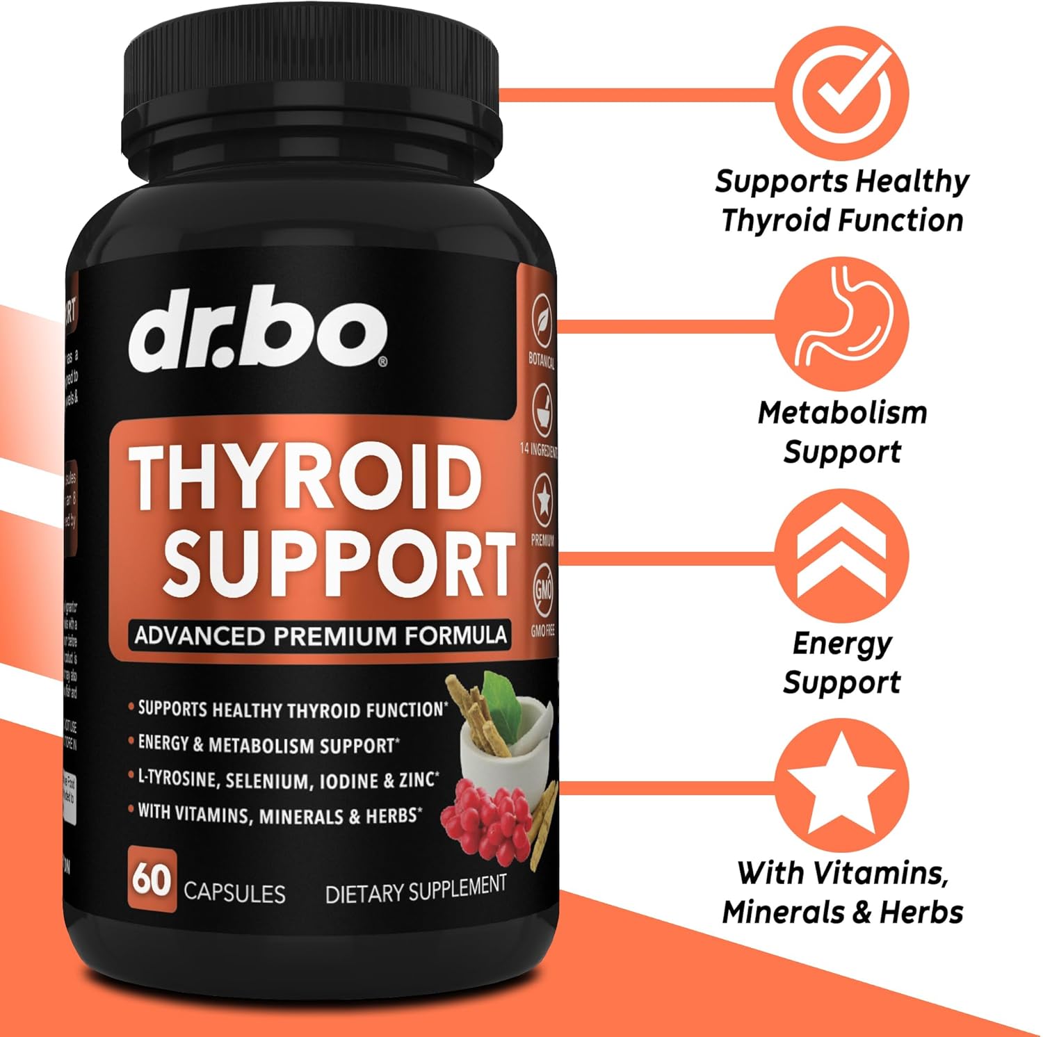 Thyroid and Adrenal Support Supplements for Women and Men by DR. BO