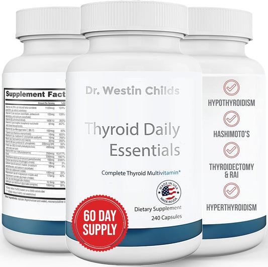 Thyroid Daily Essentials Multivitamin for Women - Immune & Stress Support - Iodine, Zinc, Selenium, Fulvic Acid - 240 Capsules