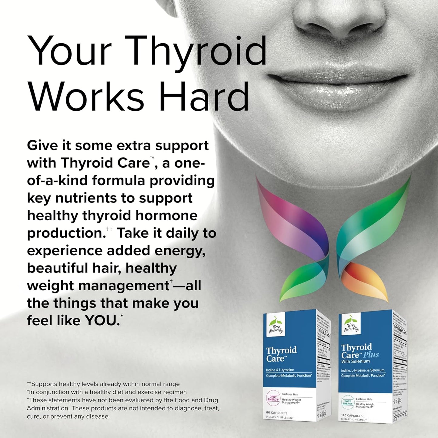 Thyroid Support Capsules with Iodine & L-Tyrosine for Metabolic Function - Non-GMO, Gluten Free, Kosher - 120 Capsules
