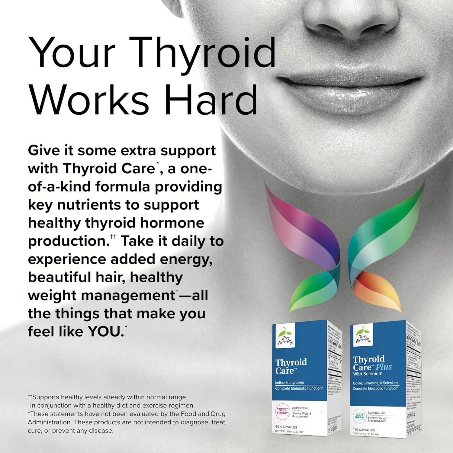 Thyroid Support Capsules with Iodine & L-Tyrosine for Metabolic Function - Non-GMO, Gluten Free, Kosher - 120 Capsules