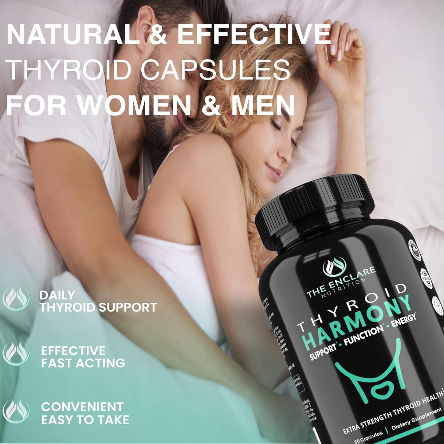 Thyroid Support Supplement for Energy, Metabolism, and Mood Balance with Iodine, Ashwagandha, and Zinc - Enclare Nutrition Formula