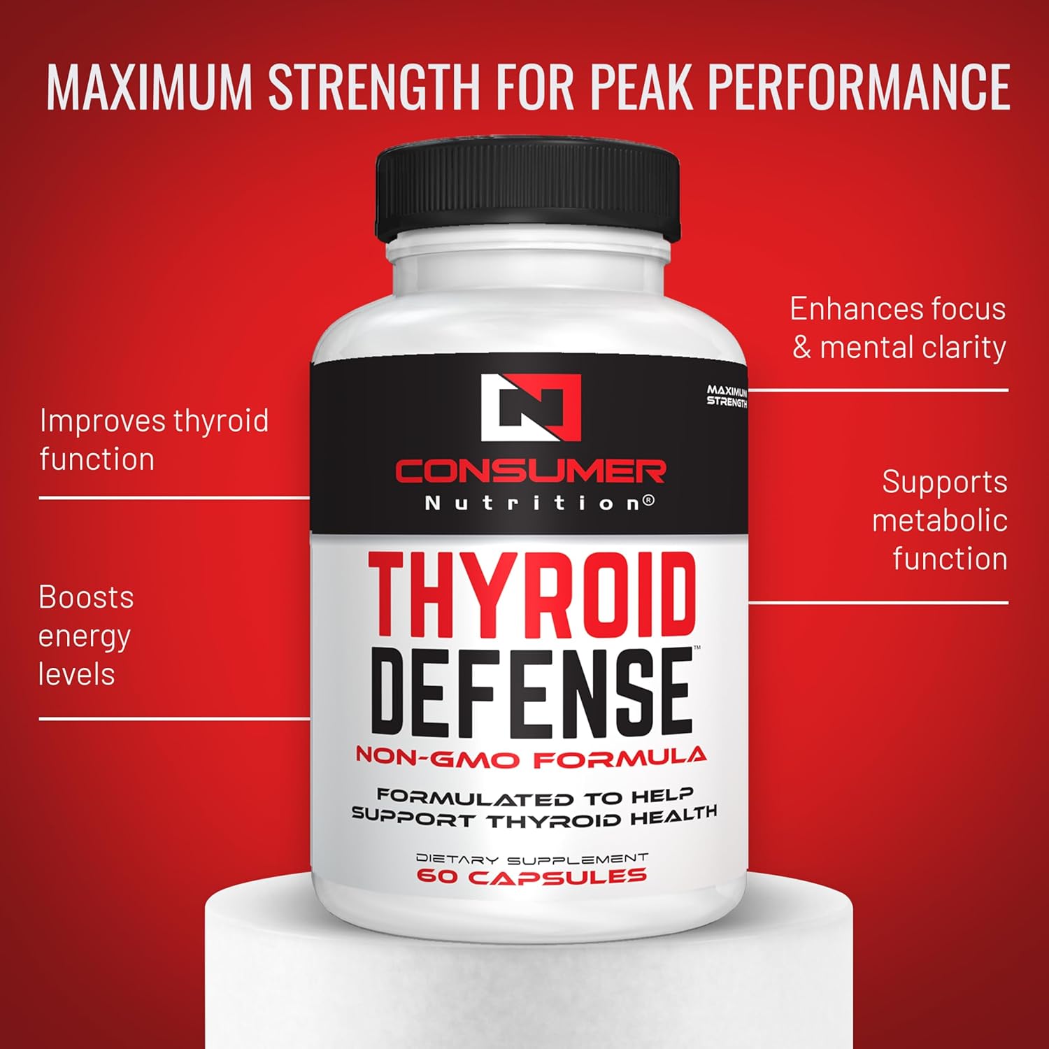Thyroid Support Supplement with Ashwagandha, Cayenne, Schisandra, Kelp, Zinc, Vitamin B12 & Iodine - 30 Capsules for Men & Women