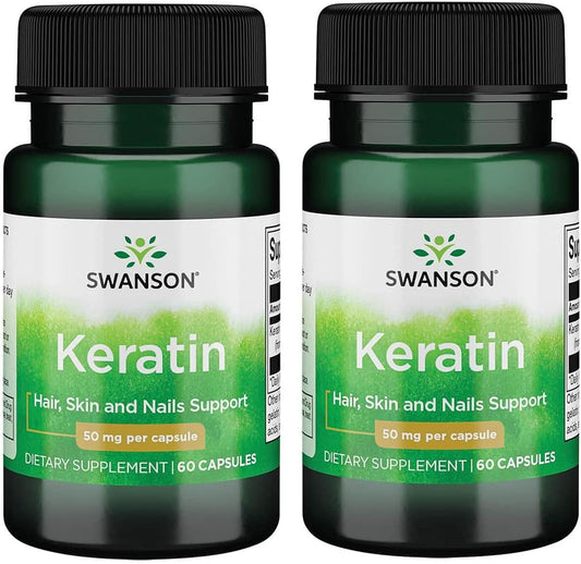 Tibetan Wool Keratin Supplement for Healthy Joints, Hair, Skin, Nails - Supports Connective Tissues - 60 Capsules x 50mg (2 Pack)