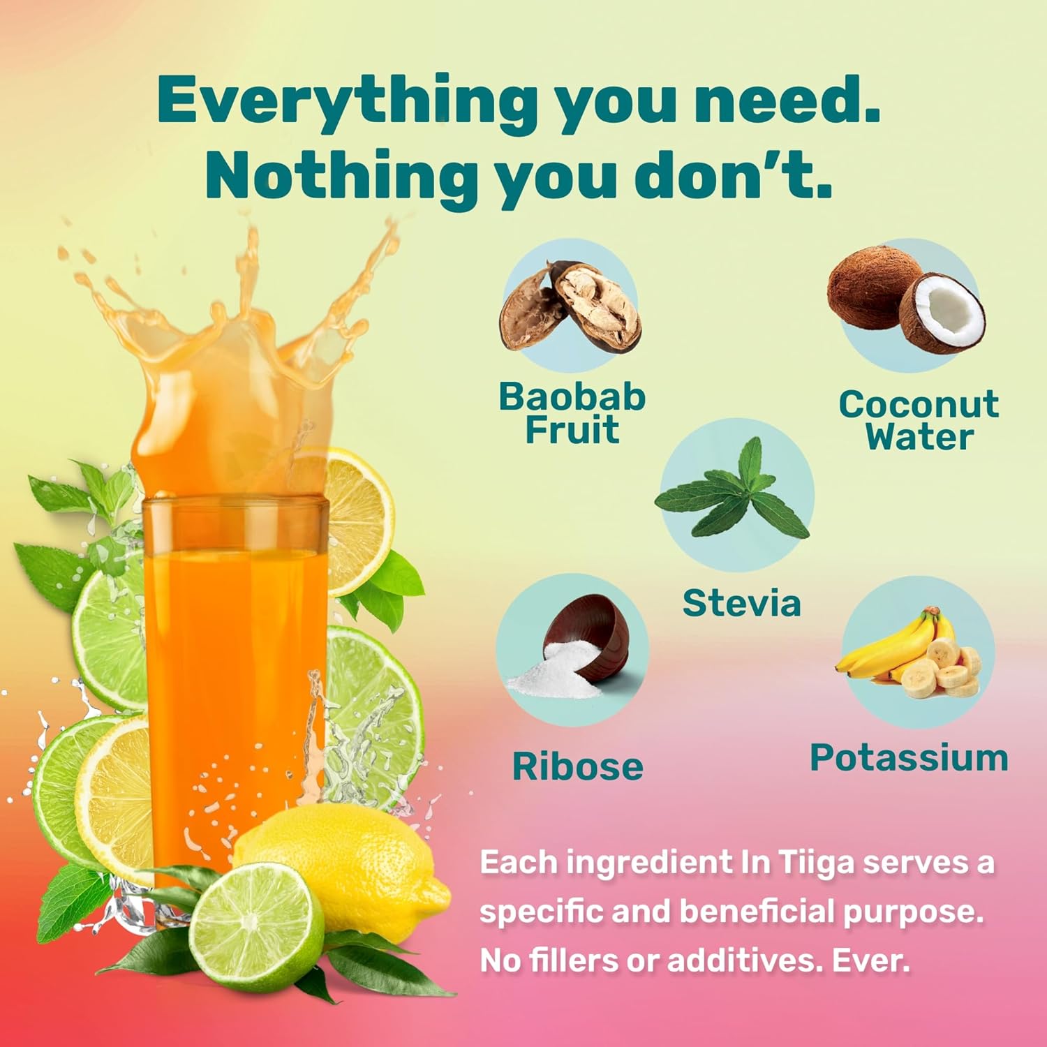 Tiiga Plant-Based Energy Drink with Baobab Superfruit & Prebiotics - Natural Stamina Boost, Vegan & Gluten-Free, Low Sugar Formula for Focus & Gut Health