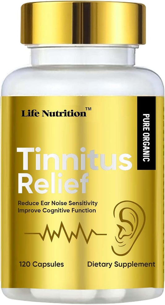 Tinnitus Relief Caplets 1200MG with Bioflavonoids & Vitamin C - Ear Health Vitamins for Ringing Ears - OTC Life Nutrition