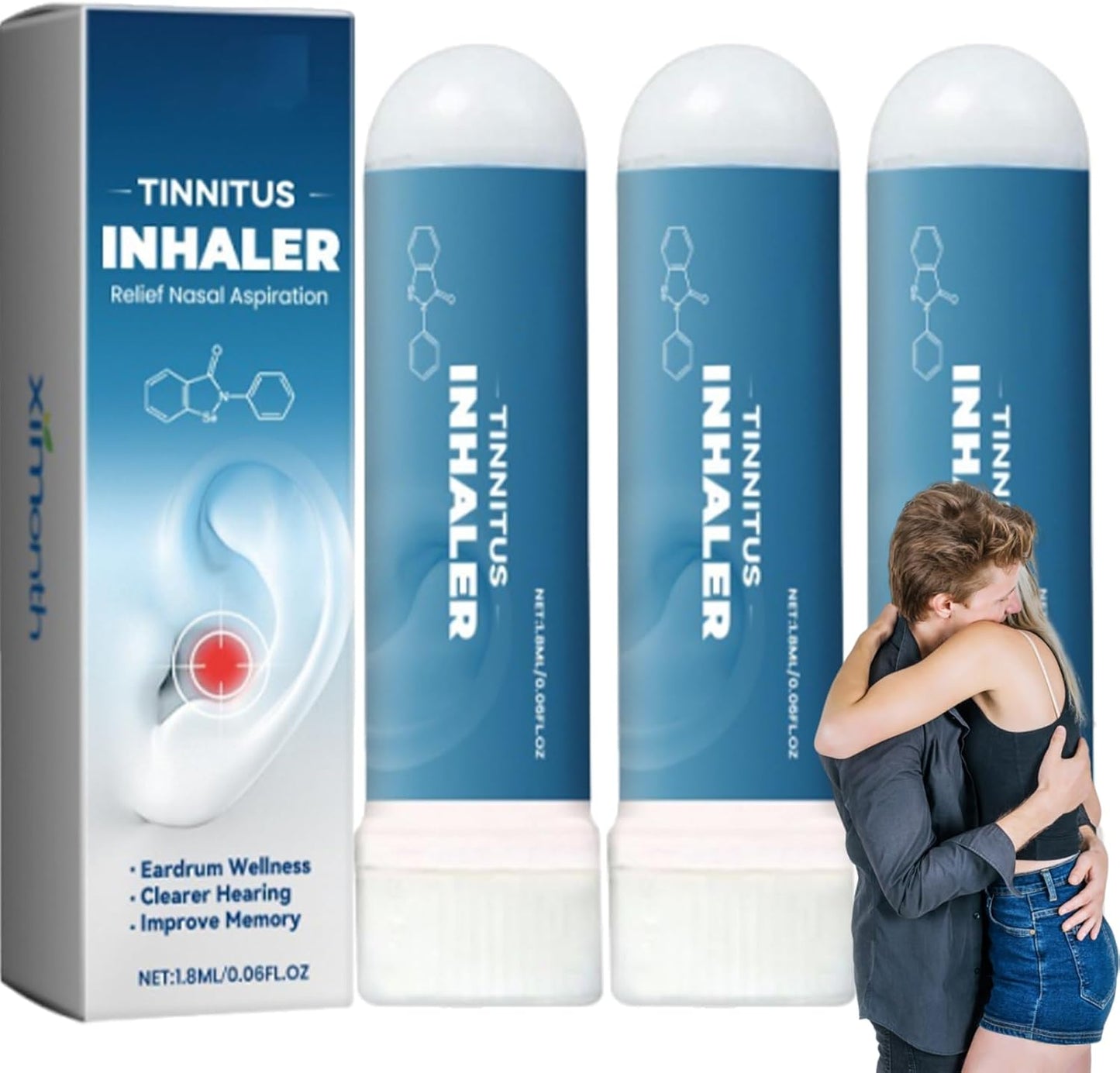 Tinnitus Relief Inhaler Pack - Natural & Gentle Echo Ease Nose Inhaler for Silencing Tinnitus Symptoms (3 Pack)
