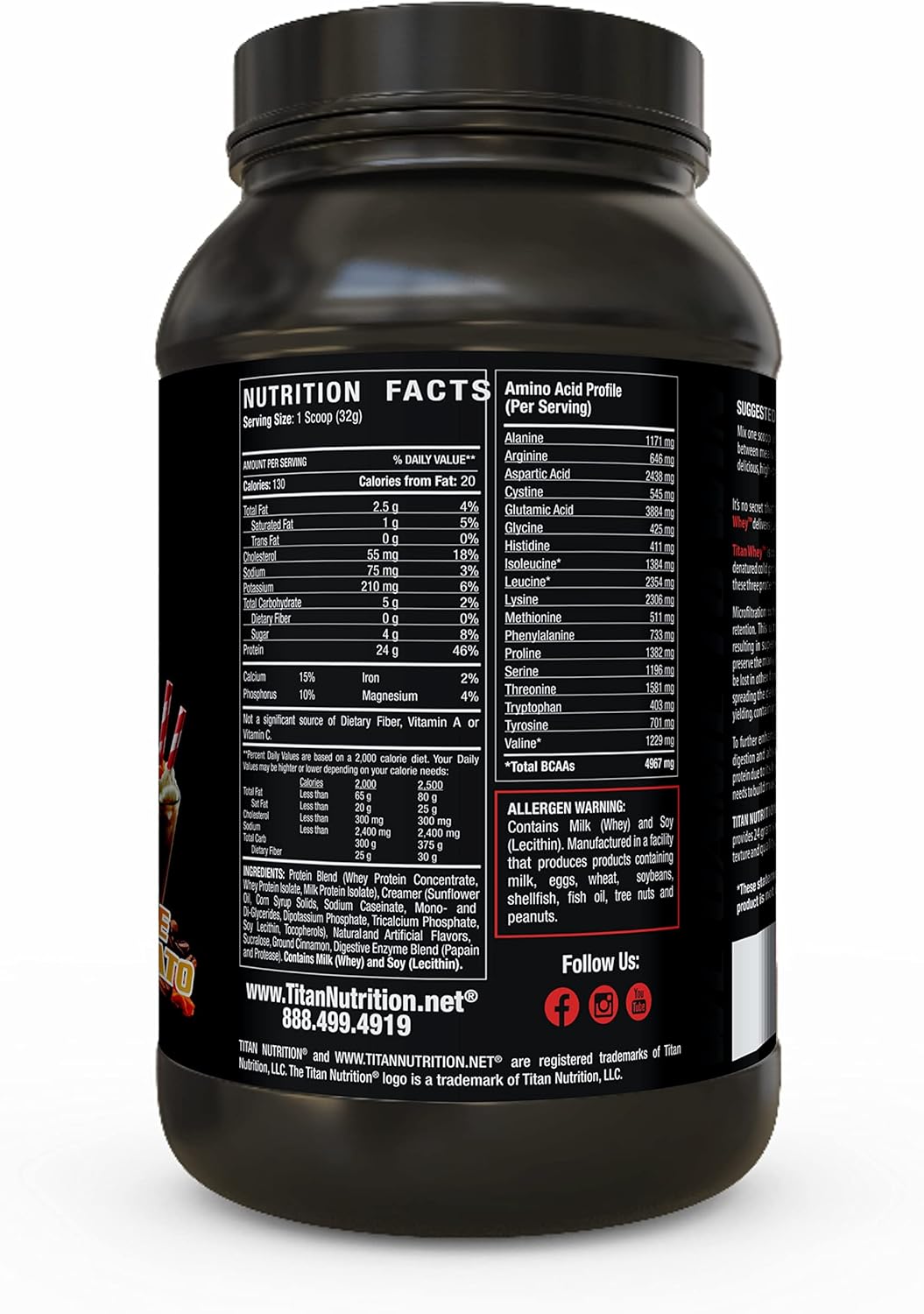 Titan Nutrition Titan Whey Protein Powder - Premium Formula for Lean Muscle Mass & Digestive Health - 23g Protein, BCAAs, Digestive Enzymes - Toffee Macchiato Flavor - 2lb