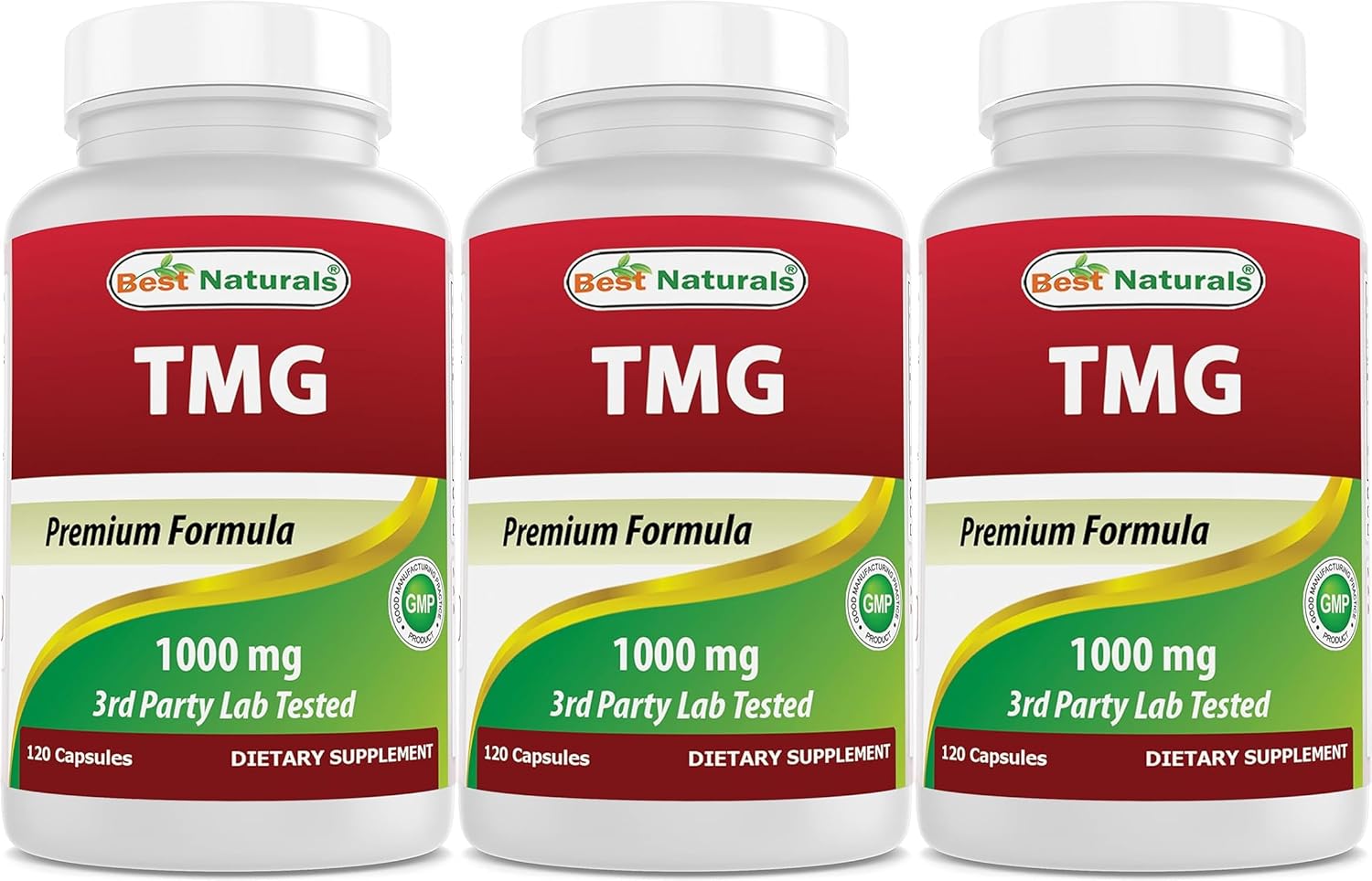 TMG Trimethylglycine Capsules - 1000mg Serving - 120 Capsules - Supports Healthy Homocysteine Levels & Methylation - Pack of 360 Capsules