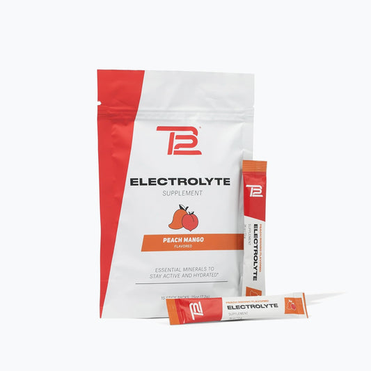 Tom Brady TB12 Peach Mango Electrolyte Supplement Powder - 15 Stickpacks, Vegan & Gluten-Free