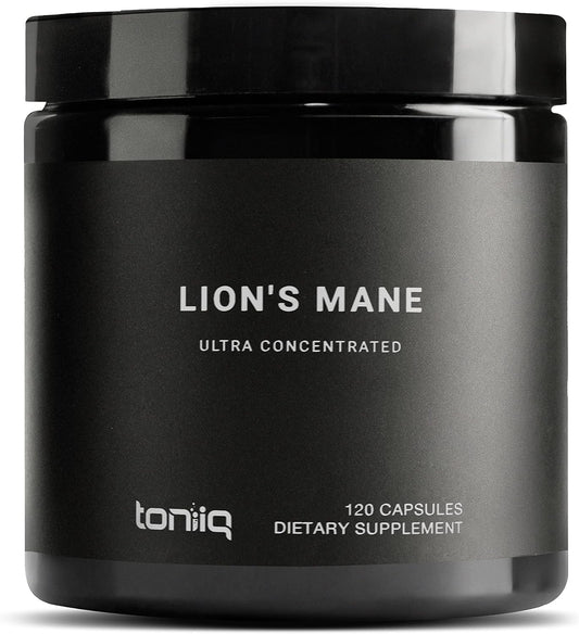 Toniiq Lion’s Mane 10:1 Extract Capsules - Ultra High Potency with 30% Polysaccharides - Bioactive Formula - 120 Count