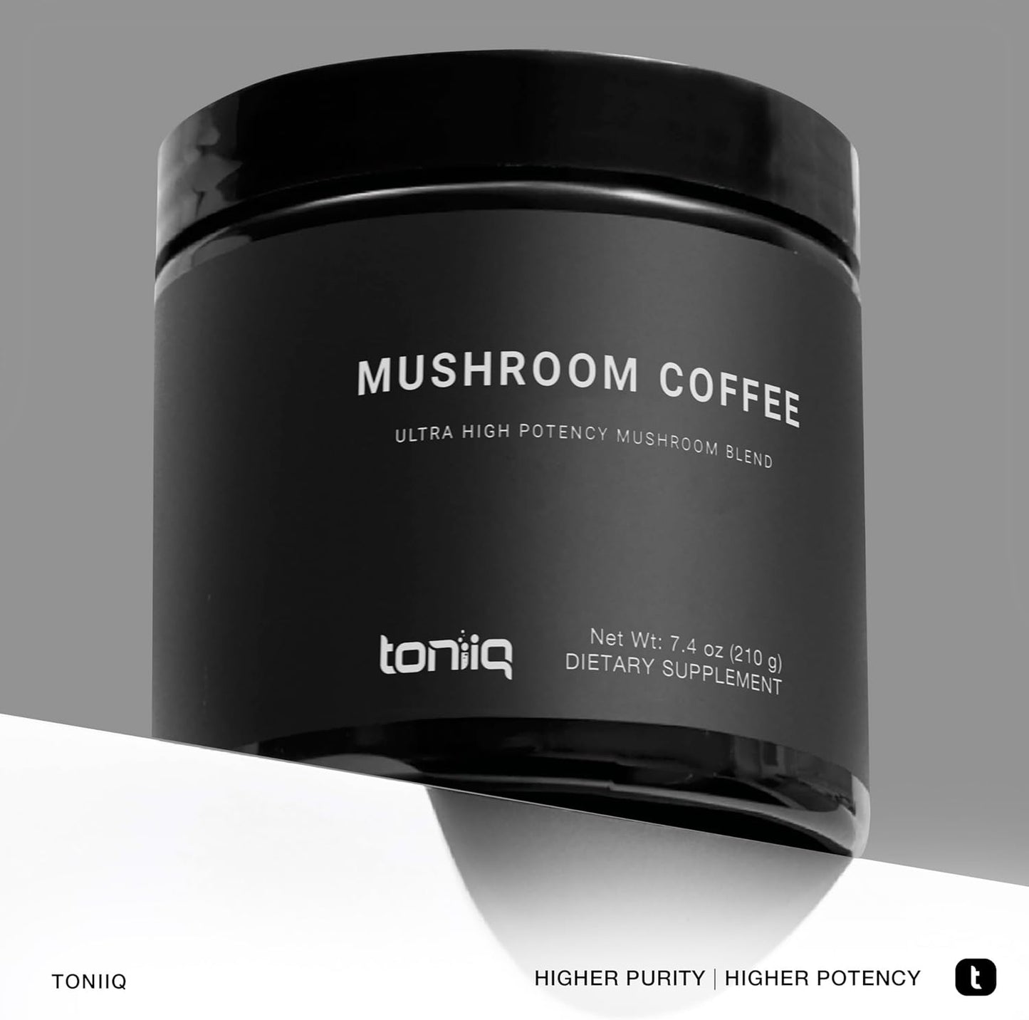 Toniiq Mushroom Coffee - Ultra High Potency 10:1 Concentrated Extract - Colombian Sourced Beans with 10 Mushroom Blend, Lion's Mane & Cordyceps - Rich & Functional Coffee Alternative - Third-Party Lab Tested