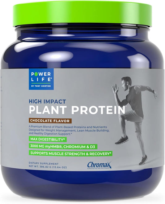 Tony Horton POWERLIFE Chocolate Plant Protein Powder with 3000 MG HMB, Vegan & Keto Friendly