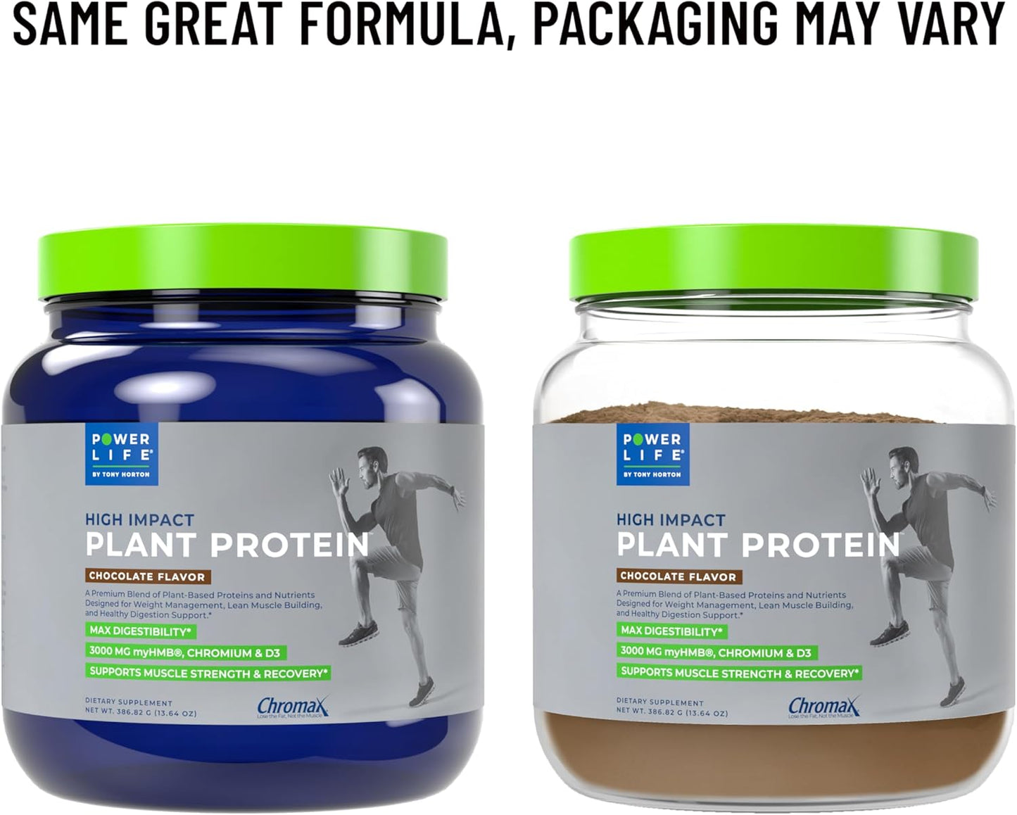 Tony Horton POWERLIFE Chocolate Plant Protein Powder with 3000 MG HMB, Vegan & Keto Friendly